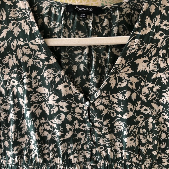 V-Neck, Button-Front Madewell Mini Dress in Forest Leaves, XXS - Picture 4 of 5